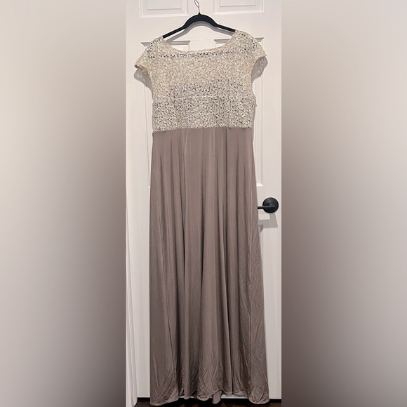 Tiffany Rose Maternity Mia Sequin Embroidered Full Length Gown - Dusky Truffle - Picture 7 of 8